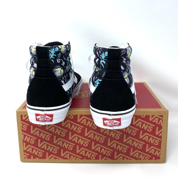 Vans SK8-HI Paradise Floral Black Suede Shoes White Out Sole Men's VN0A32QG3VD - Picture 3 of 9